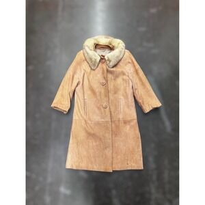 Vintage Altman of Dallas Suede Leather Coat Fur Collar Western Jacket Women's S
